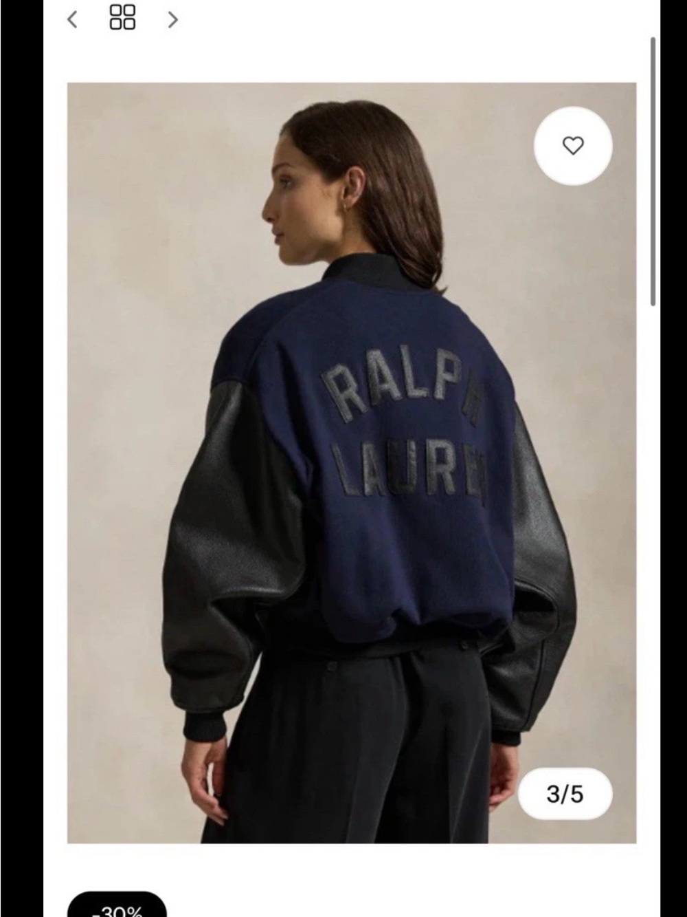 Polo by Ralph Lauren Navy and Black Varsity Jacket
